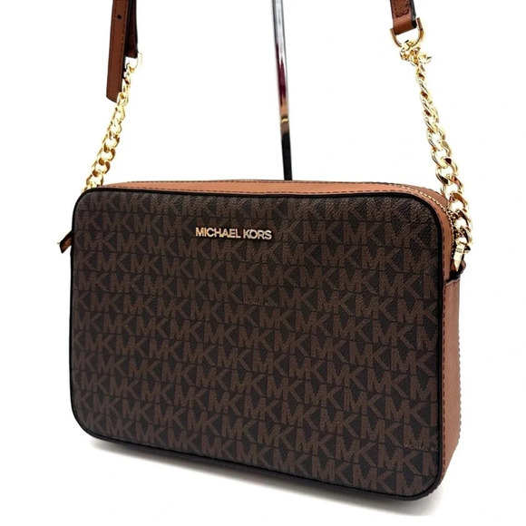 Michael Kors Large EW Crossbody Bag Brown/Gold - Picture 2 of 9